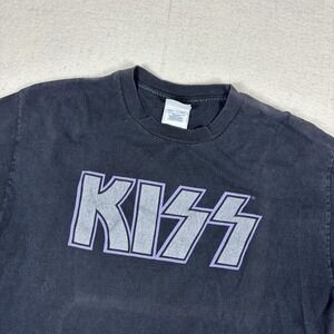 Vintage Tennessee River KISS Shirt Mens Large Black Band Logo Tee Rock 90s Faded